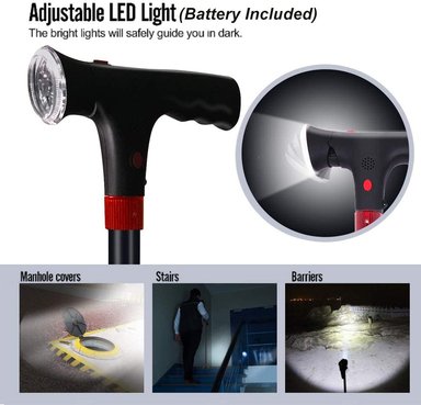 BASTÓN PERUMASSAGE PLEGABLE CON LINTERNA Y ALARMA - 5
