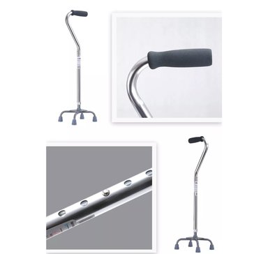 BASTÓN CUATRO PATAS TIPO CISNE -SOPORTE Y EQUILIBRIO EXTRA COLOR PLATA - 2