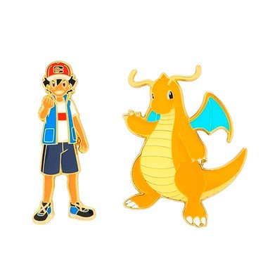 PIN SET BIOWORLD POKEMON ASH Y DRAGONITE ENAMEL - 1