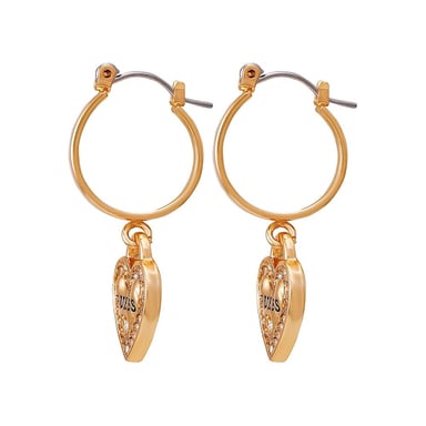 GUESS PENDIENTES DE ARO CON DIJE DE CORAZON DORADO - 2