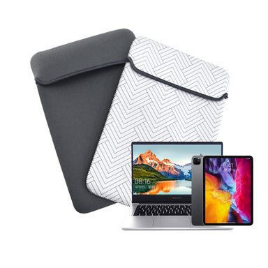 FUNDA TG EQUIPMENT LAPTOP REVERSIBLE HASTA 16” CON DISEÑO BLANCO GRIS - 1