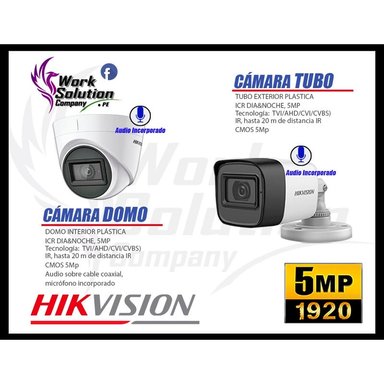 KIT 2 CÁMARA SEGURIDAD HIKVISION AUDIO INCORPORADO COMPLETO 1 TB - 4