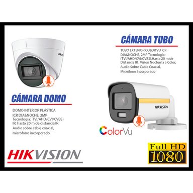 KIT 2 CÁMARA SEGURIDAD HIKVISION FULL HD COLORVU VISION COLOR 1 TB - 4