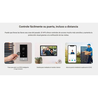KIT VIDEOPORTERO INTELIGENTE EVIZ HP5 2MP FULL HD AUDIO BIDIRECCIONAL 3 MÉTODOS APERTURA + 2 PANTALLAS 64GB - 3