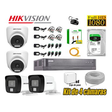 CÁMARA SEGURIDAD HIKVISION KIT 4 FULL HD AUDIO INCORPORADO DISCO 1TB HDMI 3M - 1