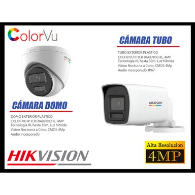 KIT 8 CÁMARA SEGURIDAD HIKVISION IP POE 4MP COLORVU 1 CÁMARA PTZ DETECCIÓN PERSONA 1TB - 4