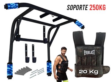 BARRA CALISTENIA CROM FIT 2 EN 1 FONDO PARALELAS + CHALECO PESO 20KG - 2