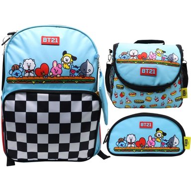 PACK ESCOLAR MOCHILA BT21 CELESTE OFICIO - 1