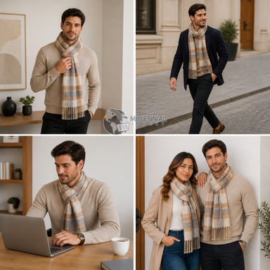 CHALINA ELEGANTE Y SUAVE MAXIBUFANDA UNISEX Y VERSÁTIL BEIGE - 9