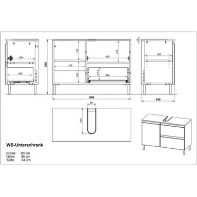 MUEBLE BAÑO TU MESITA BRANDON 80 MARRON CLARO INFERIOR LAVADERO CM - 3