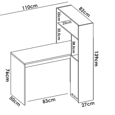 ESCRITORIO TU MESITA ASTON 110 CM X 82 CM DUNA/BLANCO PRÁCTICO CON ESTANTES - 3