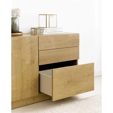 APARADOR TU MESITA AMABIL MELAMINA 18 MM 3 PUERTAS 2 CAJONES CONTEMPORÉNEO 160 CM - 3