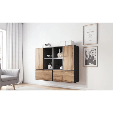 VITRINA FLOTANTE TU MESITA DYNAMO COLOR NEGRO/MACADAMIA - 2