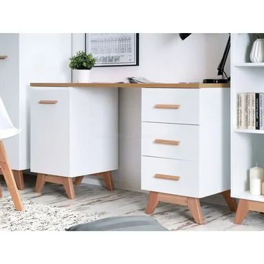 ESCRITORIO JUVENIL TU MESITA ROMEO 140 CM X 52 CM BLANCO/DUNA 3 CAJONES 1 PUERTA - 2