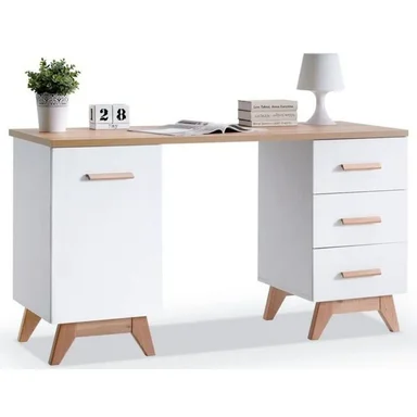 ESCRITORIO JUVENIL TU MESITA ROMEO 140 CM X 52 CM BLANCO/DUNA 3 CAJONES 1 PUERTA - 3