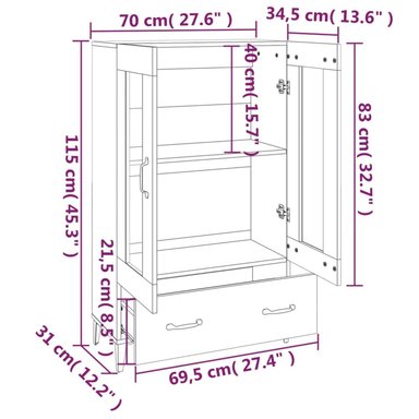 VITRINA TU MESITA MAYTE GRIS CLÁSICA 2 PUERTAS CENIZA - 4