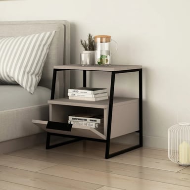 VELADOR TU MESITA INDUSTRIAL ROMÁN CLARO 1 CAJÓN GRIS - 2