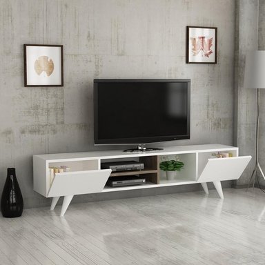 MESA DE TV TU MESITA CLÁSICA OCTOBER COLOR BLANCO 2 PUERTAS - 1