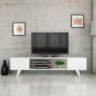 MESA DE TV TU MESITA CLÁSICA OCTOBER COLOR BLANCO 2 PUERTAS - 2