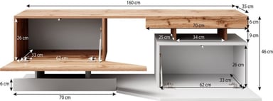 MESA DE TV MODERNA ALEXIS 2 PUERTAS COLOR BLANCO/ROBLE TU MESITA - 4