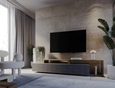 MESA DE TV MODERNA MIKELA COLOR NEGRO/ROBLE TU MESITA - 1