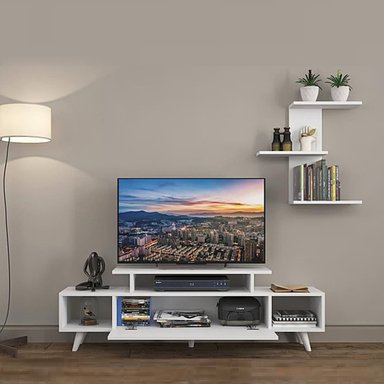 MESA PARA TV PRÁCTICA 1 PUERTA + REPISA SERGI COLOR BLANCO TU MESITA - 2