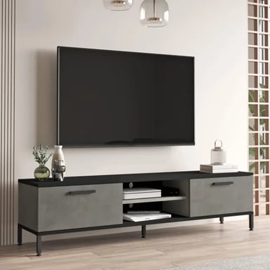 MESA DE TV MODERNA MISKA COLOR NEGRO/GRIS 2 PUERTAS TU MESITA - 2