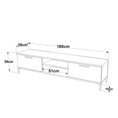MESA DE TV MODERNA MISKA COLOR NEGRO/GRIS 2 PUERTAS TU MESITA - 4