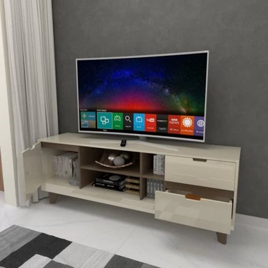 MESA DE TV CLÁSICA ALABAMA COLOR BLANCO 2 CAJONES 1 PUERTA TU MESITA - 2