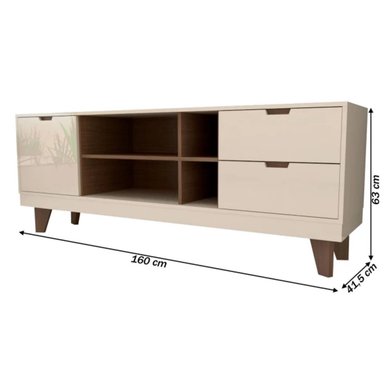 MESA DE TV CLÁSICA ALABAMA COLOR BLANCO 2 CAJONES 1 PUERTA TU MESITA - 3