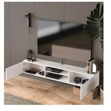 MESA DE TV FLOTANTE 80' AMAUTA TU MESITA MELAMINA 18MM 2 PUERTAS BLANCO - 2