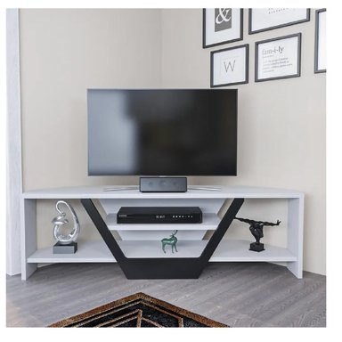 MESA DE TV 55' PARA ESQUINA NAZCA TU MESITA MELAMINA 18MM COLOR BLANCO/NEGRO - 1