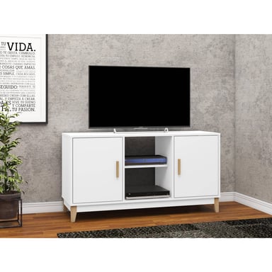 MESA DE TV ANGELICA BLANCO 2 CAJONES - 1