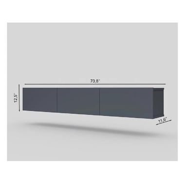 MESA DE TV FLOTANTE 75' TU MESITA SIGRID MELAMINA 18MM COLOR GRIS OSCURO 3 PUERTAS - 3