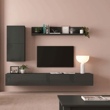 JUEGO DE MUEBLES PARA TV FLOTANTES TRENNER COLOR NEGRO TU MESITA - 1