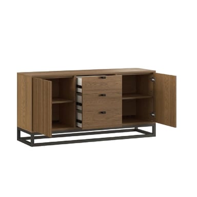 MESA CLÁSICA DE TV 65' TU MESITA JIMMY MELAMINA 18MM BASE METAL MARRÓN 2 PUERTAS 2 CAJONES - 3