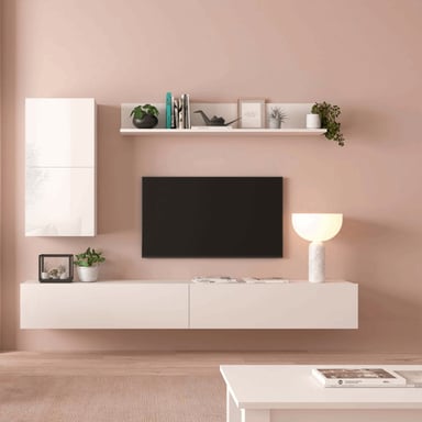 JUEGO DE MUEBLES PARA TV FLOTANTES TRENNER COLOR BLANCO TU MESITA - 1