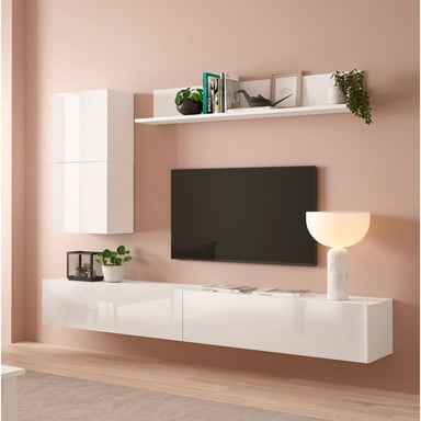 JUEGO DE MUEBLES PARA TV FLOTANTES TRENNER COLOR BLANCO TU MESITA - 2