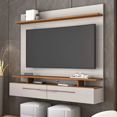 MUEBLE COMPLETO PARA TV FLOTANTE 2 CAJONES ARGOS COLOR BLANCO/DUNA TU MESITA - 2