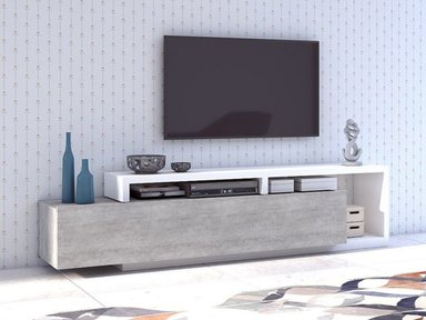 MESA DE TV MODERNA SIBARYS COLOR GRIS CLARO/BLANCO 1 CAJÓN TU MESITA - 1