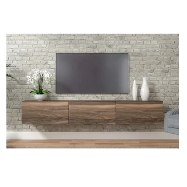 MESA DE TV FLOTANTE 75' TU MESITA SIGRID MELAMINA 18MM COLOR MARRÓN 3 PUERTAS - 1