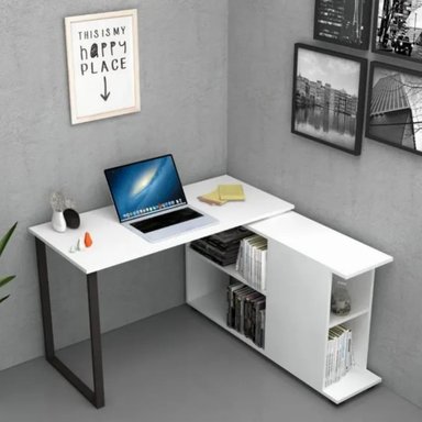 ESCRITORIO MODERNO CON LIBRERO CALI COLOR BLANCO TU MESITA - 3