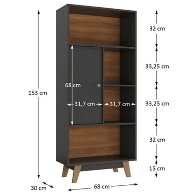 LIBRERO MULTIUSOS SEÚL COLOR NEGRO 1 PUERTA TU MESITA - 3