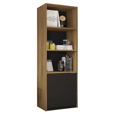 LIBRERO MINIMALISTA NAVARRA COLOR MARRÓN/NEGRO TU MESITA 1 PUERTA - 2