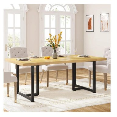MESA DE COMEDOR CLÁSICA TU MESITA LUANA COLOR DUNA/NEGRO - 2