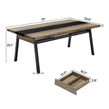 MESA MODERNA DE COMEDOR TU MESITA RODISIA COLOR MARRÓN/NEGRO 2 CAJONES - 2