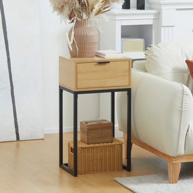 MESA AUXILIAR TUMI COLOR MADERA 1 CAJÓN TU MESITA - 1