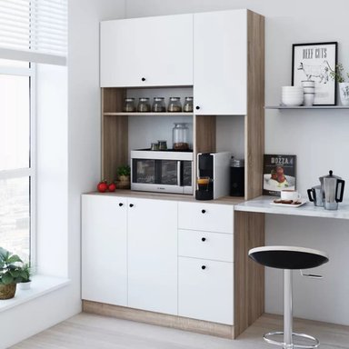 MUEBLE PARA MICROONDAS CON ORGANIZADOR PASCUAL COLOR BLANCO/DUNA TU MESITA - 2