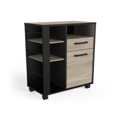 MUEBLE AUXILIAR DE COCINA TU MESITA SISSY COLOR NEGRO/ROBLE CON RUEDAS - 2