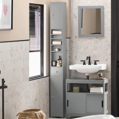MUEBLE AUXILIAR DE BAÑO ROSSY COLOR GRIS TU MESITA - 1